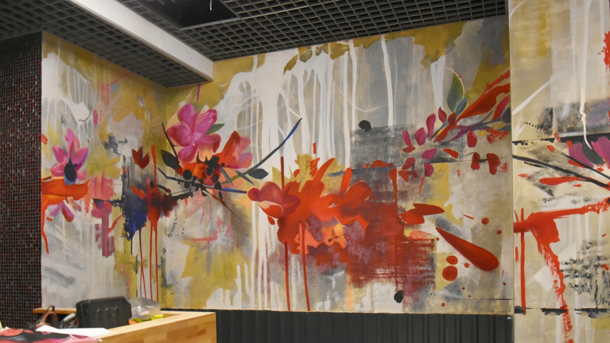 mural w restauracji